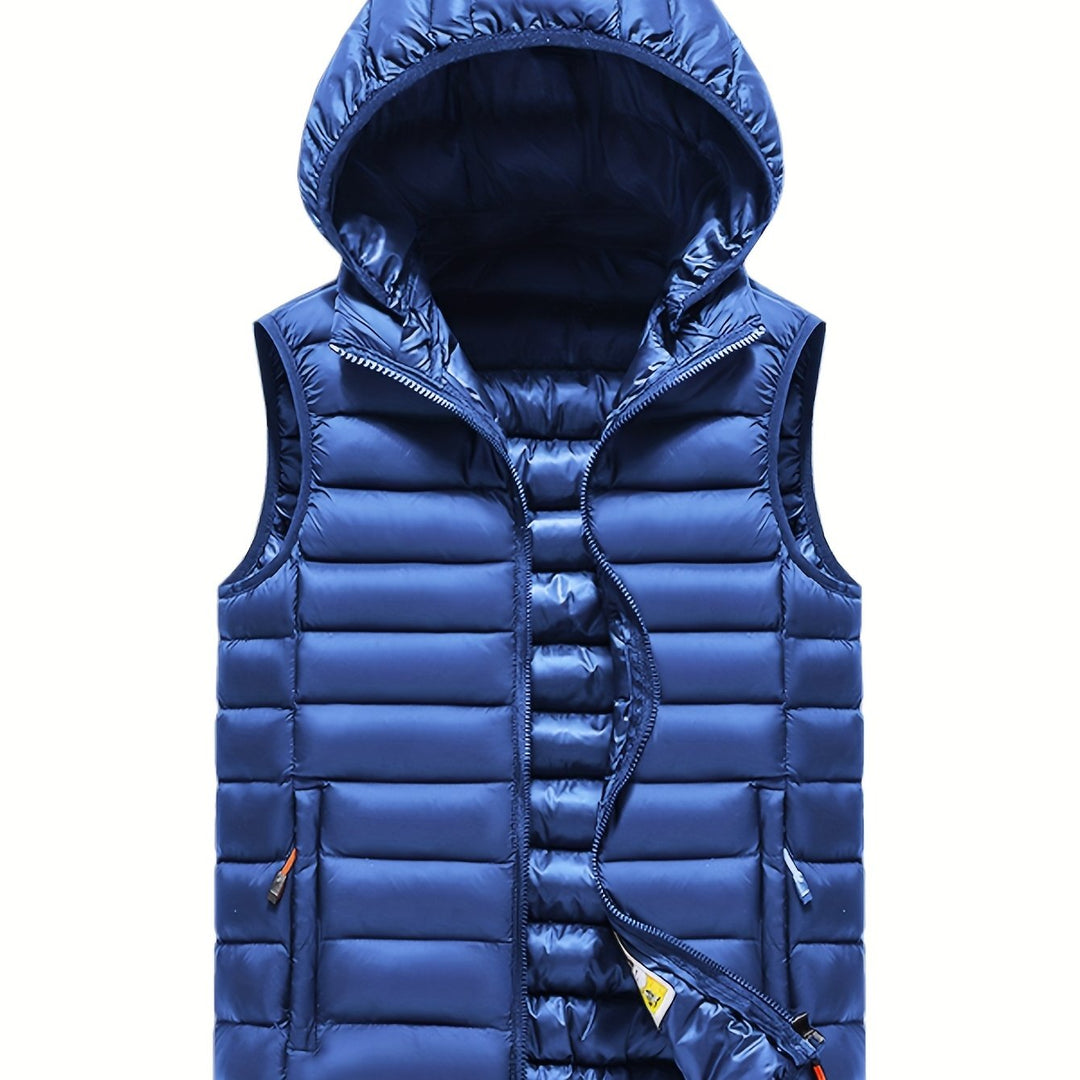 Warme Herren Steppweste mit Kapuze, vielseitig für Outdoor, Sport und den Alltag.