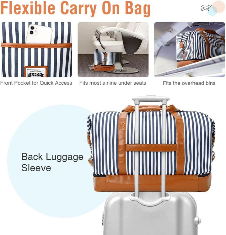 50L Handgepäck-Reisetasche, wasserdicht, mit Schuhfach und Kulturbeutel, für Damen und Herren.