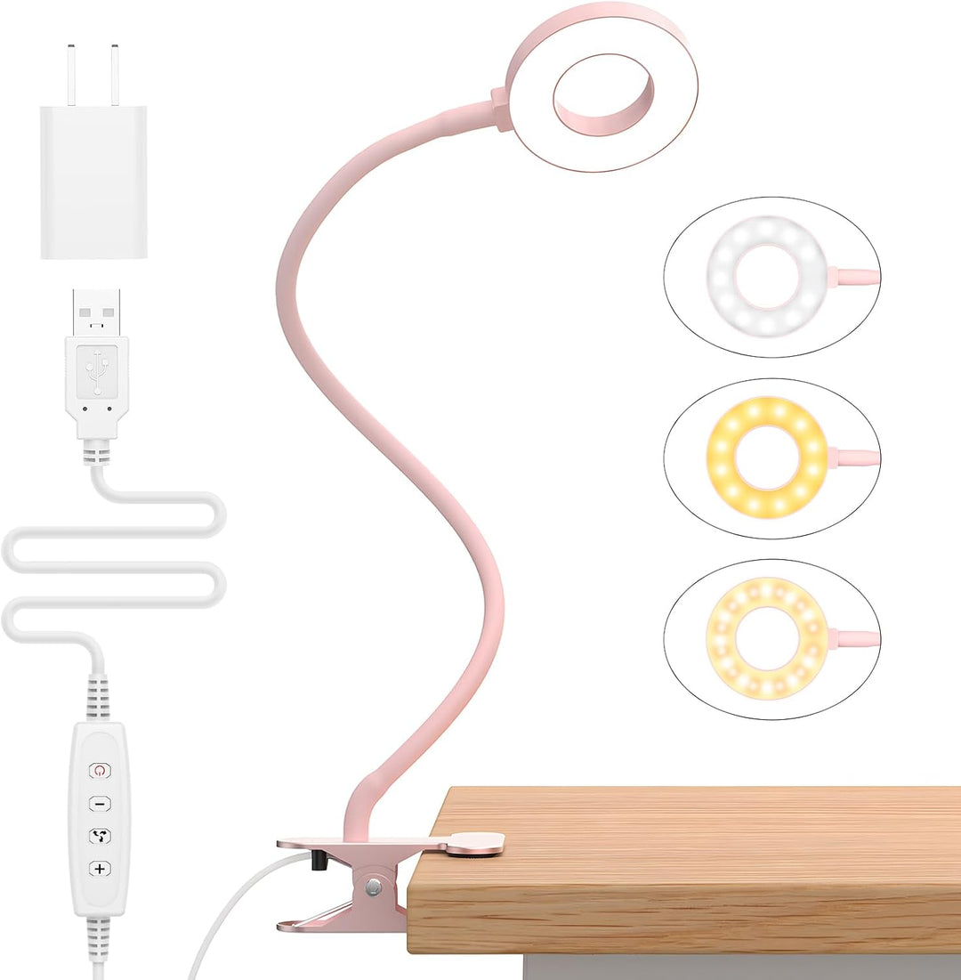 USB-LED-Lampe, klemmbar, mit flexiblem Schwanenhals. 3 Lichtfarben, ideal für flexible Arbeitsplätze.
