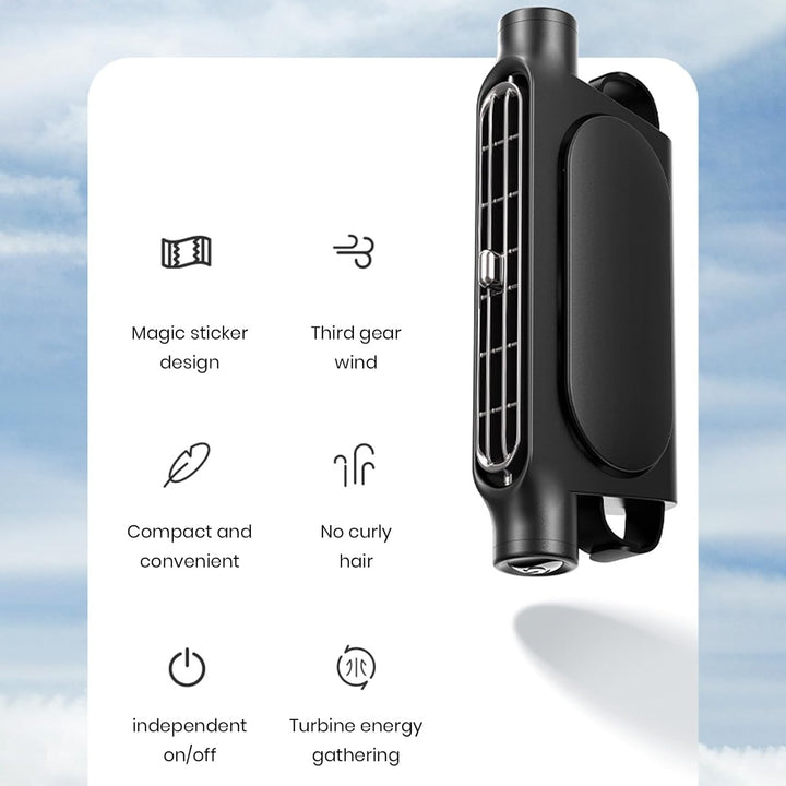 Praktischer Auto Ventilator mit 3 Stufen, USB, für Kopfstütze. Ideal gegen Hitze, wichtiges Reisezubehör.