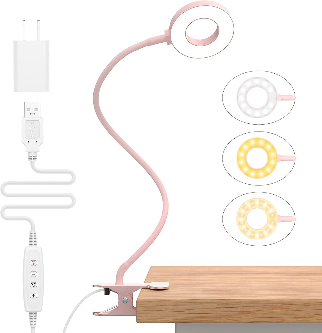 USB-betriebene LED Leselampe mit Klemmfunktion. Variable Farbmodi, ideal für Homeoffice-Arbeit & Studium.