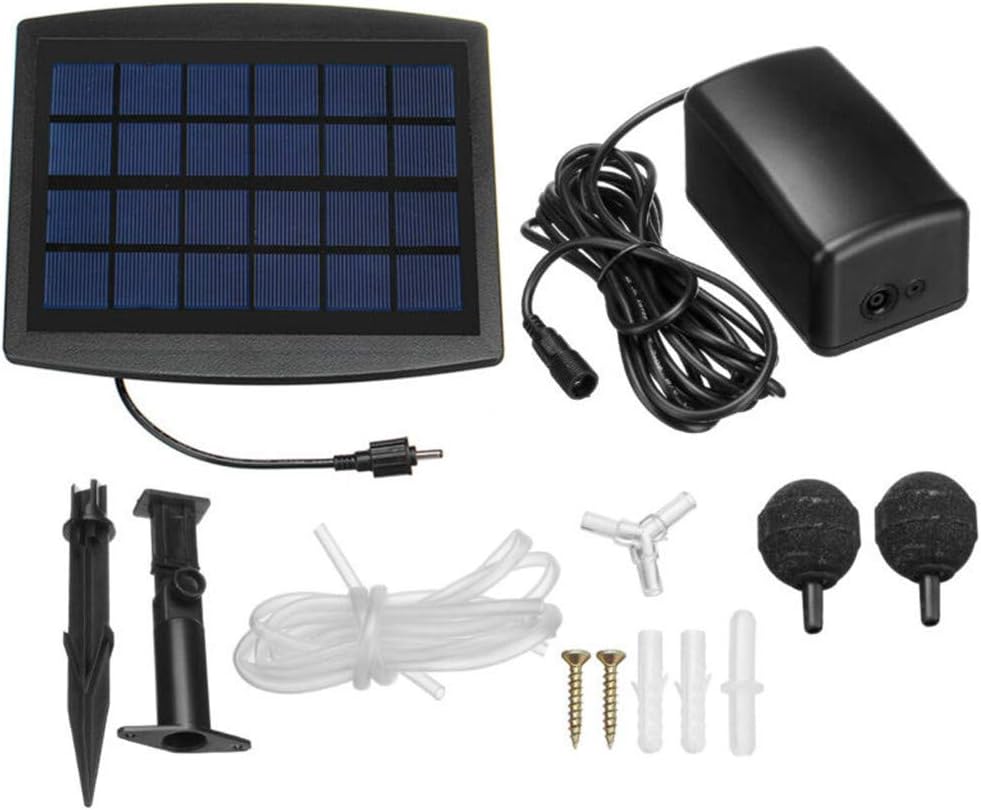 Solare Teichbelüfter-Pumpe 2,5W mit Luftsteinen & Schläuchen. Umweltfreundliche Sauerstoffversorgung für Aquarien.