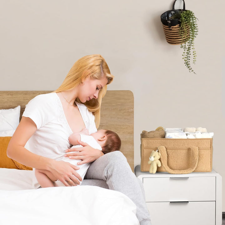 Robuster Plüsch Sherpa Windel Caddy, ideal für Kinderzimmer & Wickeltisch.
