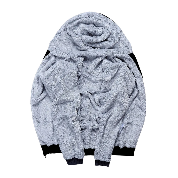 Herren Winter Pullover mit Kapuze und weichem Sherpa-Futter, ideal für Freizeit und Outdoor.