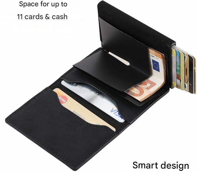 Modernes CoreSlide RFID Kartenetui aus Aluminium, schlankes Design mit Schnellzugriff für den Alltag.