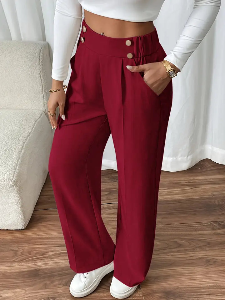 Damen Bürohose, weites Bein, Stretch-Material. Eleganter Look, hoher Komfort für den Arbeitsalltag.