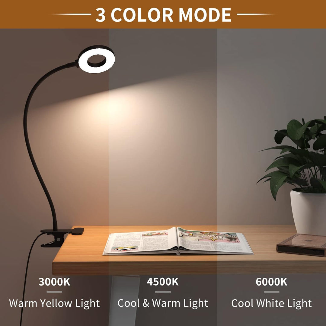 Homeoffice LED Lampe mit flexibler Halterung. 3 Lichtfarben, Klemme, dimmbar. Perfekt für Videokonferenzen.