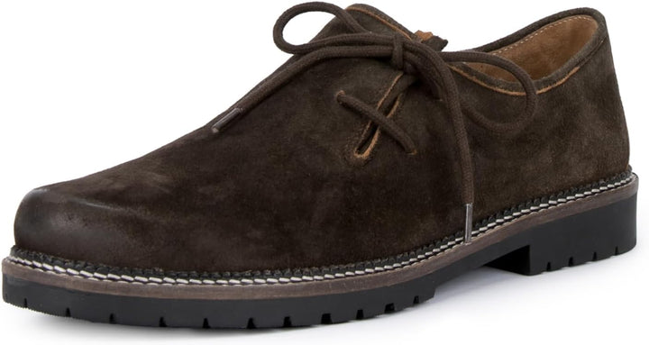 Bequeme Herren Haferlschuhe aus braunem Leder. Robuster Trachtenschuh im rustikalen Look für jede Trachtenmode.