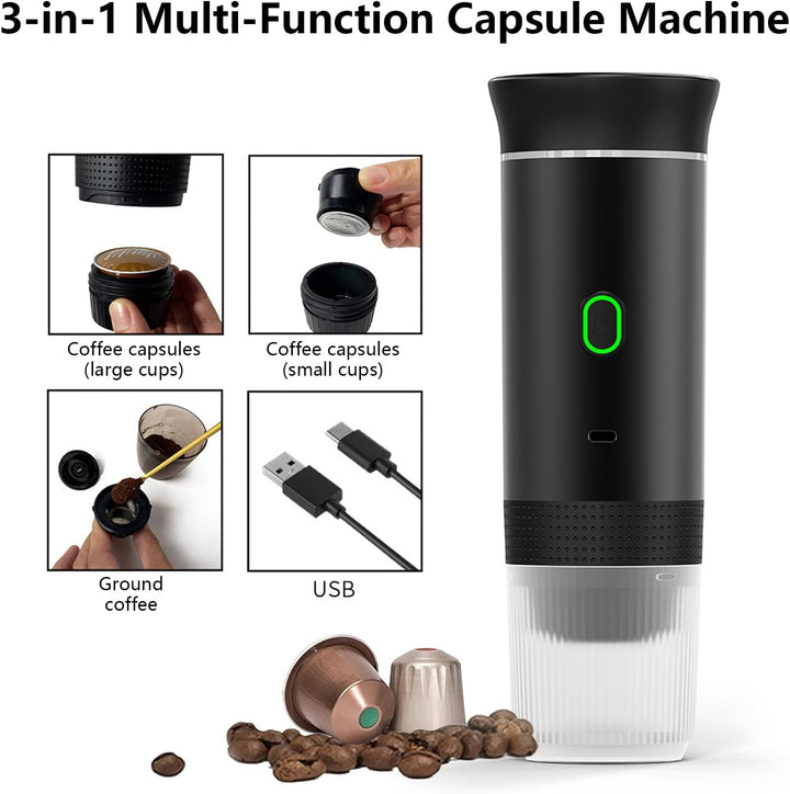 Kompakter Espresso-Kaffeemaker mit Akku von Raverno, bestes Campingzubehör für aromatischen Outdoor-Kaffee.