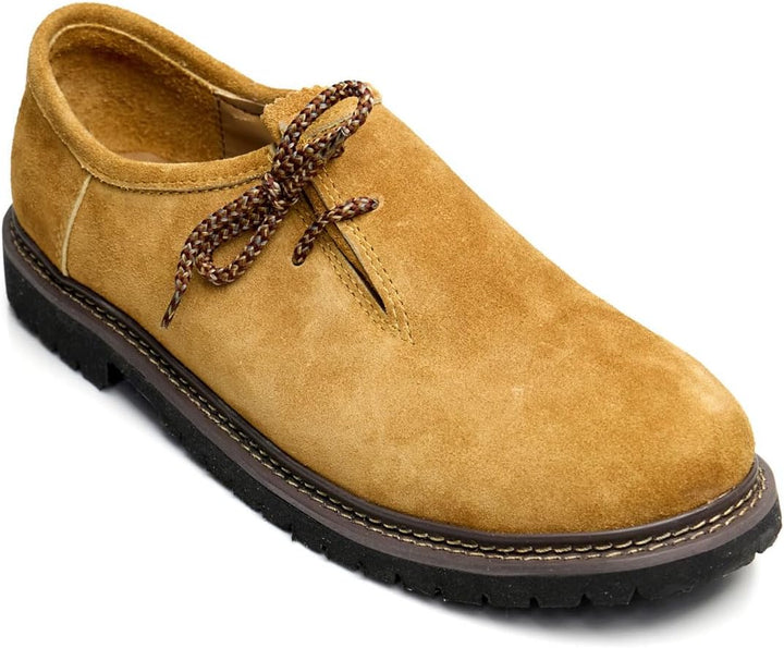 Braune Herren Haferlschuhe im traditionellen Stil, ideal für Oktoberfest & Trachtenmode.