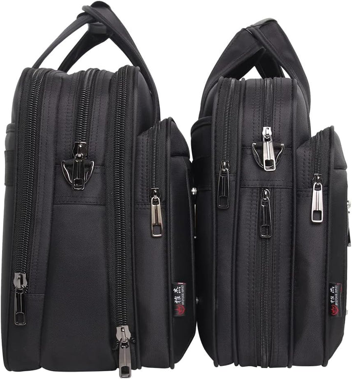 Geöffnete Herren Business Tote Bag mit separatem Laptop-Fach und Organisationsfächern für effizientes Arbeiten.