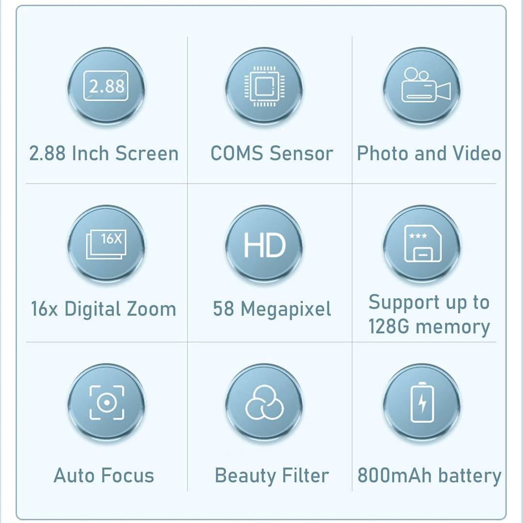Lumora 4K HD Videokamera: Tragbar, 58MP Fotos, 16X Zoom. Ideal für unterwegs.