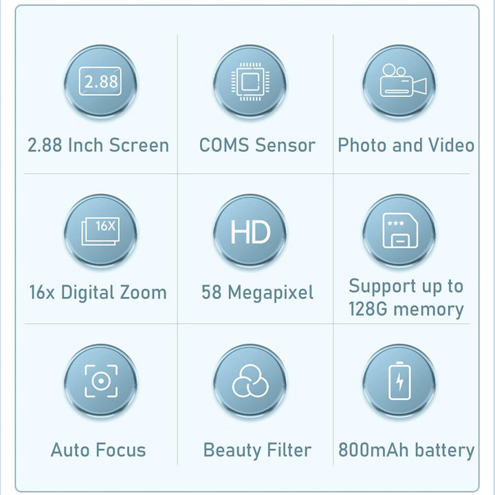 Lumora 4K HD Videokamera: Tragbar, 58MP Fotos, 16X Zoom. Ideal für unterwegs.