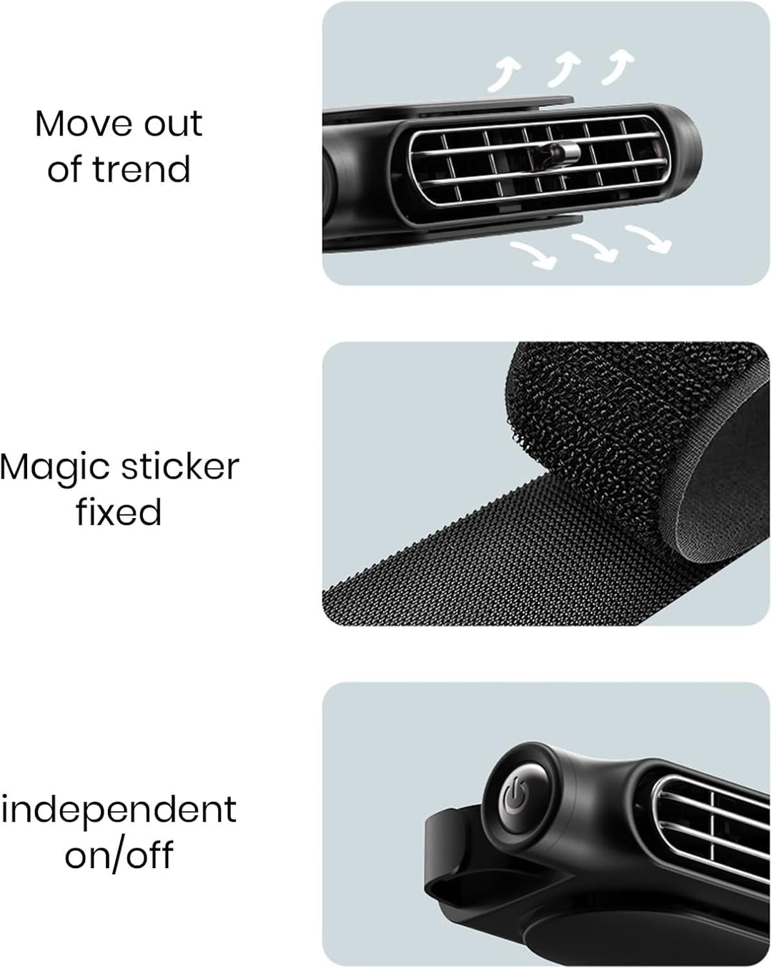 Kompakter USB Auto Kühlventilator mit 3 Geschw. zur Kopfstütze. Autogadget für Sommerhitze & Reise Komfort.
