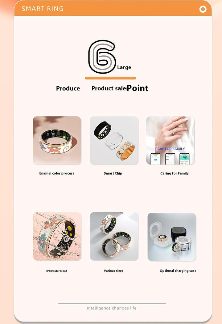 Edelstahl Smart Ring Aurina für Herren & Damen, Aktivitätstracker & Gesundheitsuhr.