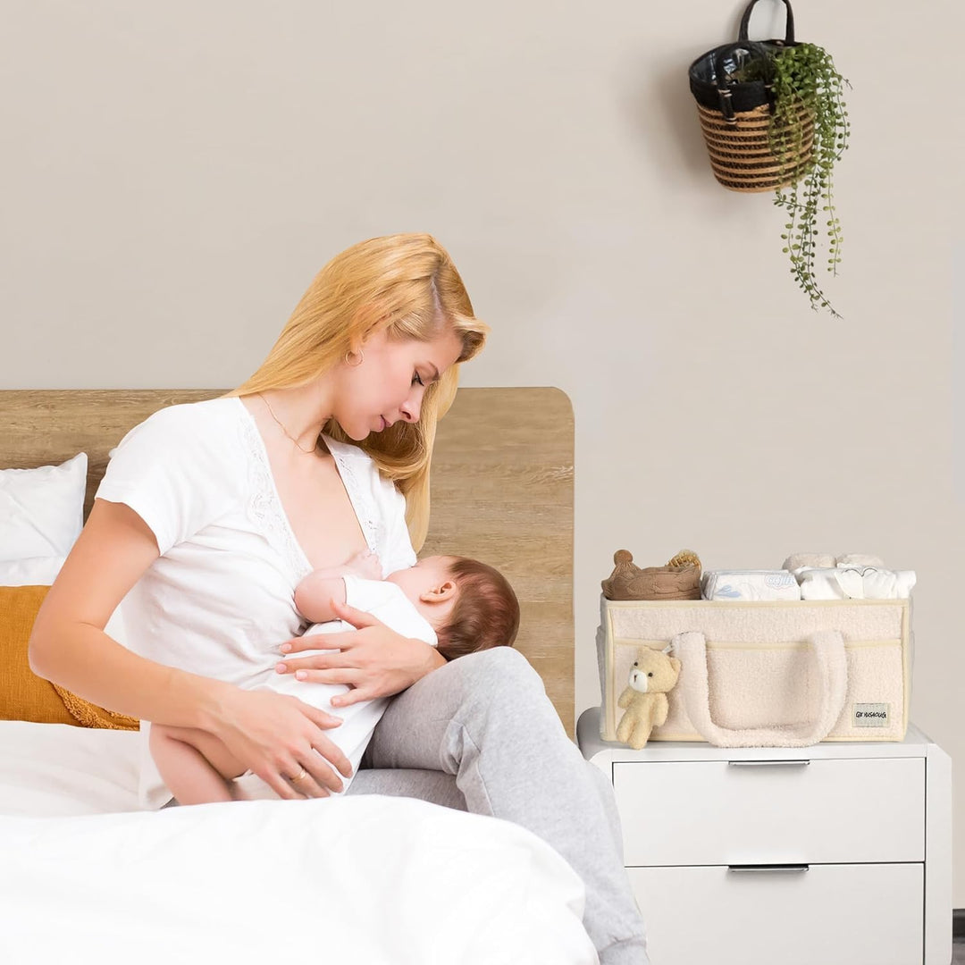 Multifunktionaler Sherpa Windel Caddy für Babyartikel, auch als Geschenkidee.