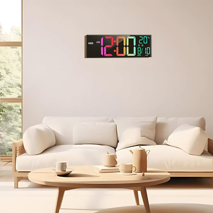Vielseitiger Lumeris 16-Zoll RGB LED-Uhr für Wand/Tisch. Digitalwecker mit Fernbedienung, perfekt für jedes Zimmer.