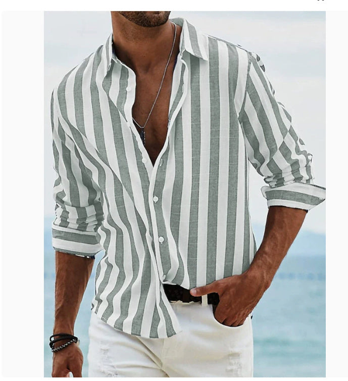 Hochwertiges Herren Sommerhemd mit Streifen; bequemes Kurzarmhemd für einen lässigen Urlaubs-Look.