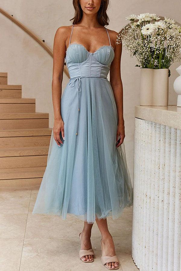 Knöchellanges Damen Maxikleid, ärmelloses Trägerkleid, perfekt für Gartenpartys.