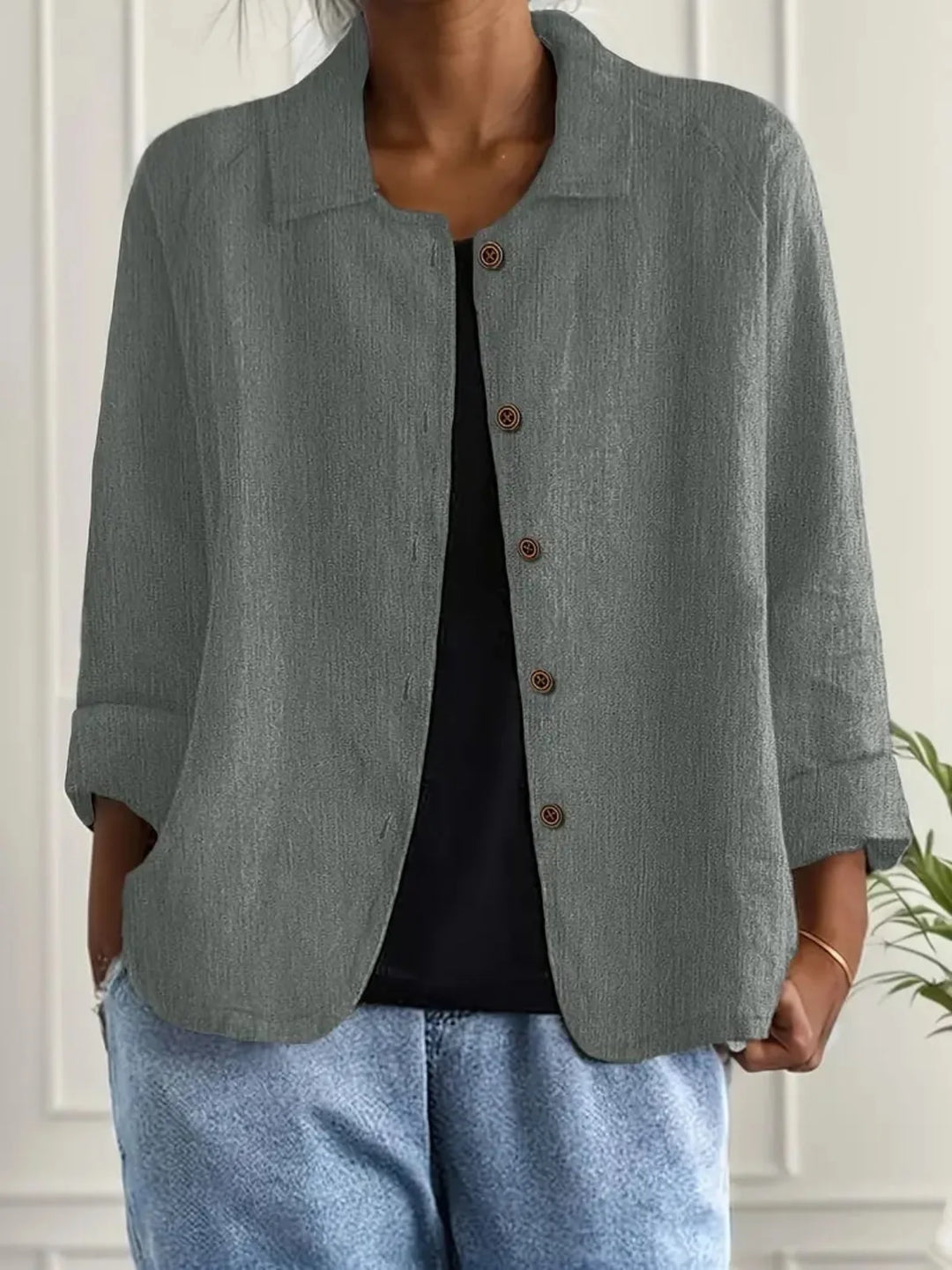 Lockere Passform Damen Übergangsjacke, leicht und komfortabel für Frühling/Sommer; vielseitige Alltagsmode.