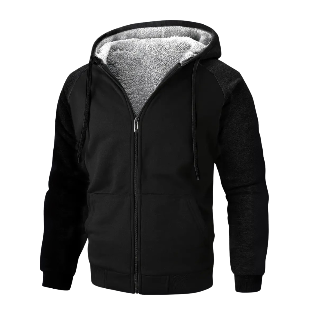 Warmer Herren Kapuzenpullover mit flauschigem Sherpa-Fleece, perfekt für entspannte Wintertage.