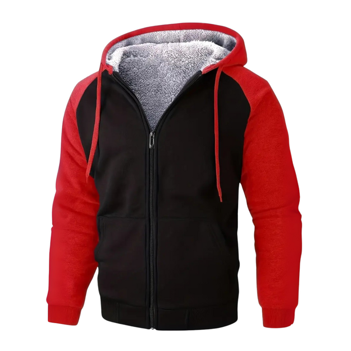 Robuster Herren Hoodie, innen mit dickem Sherpa-Futter, ideal für kalte Temperaturen.