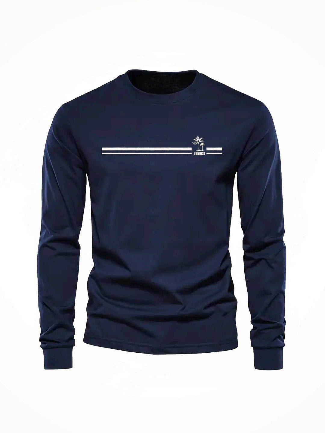 Herren Langarmshirt mit stilvollem Palmen-Print und Rundhalsausschnitt für Freizeit und Alltag.