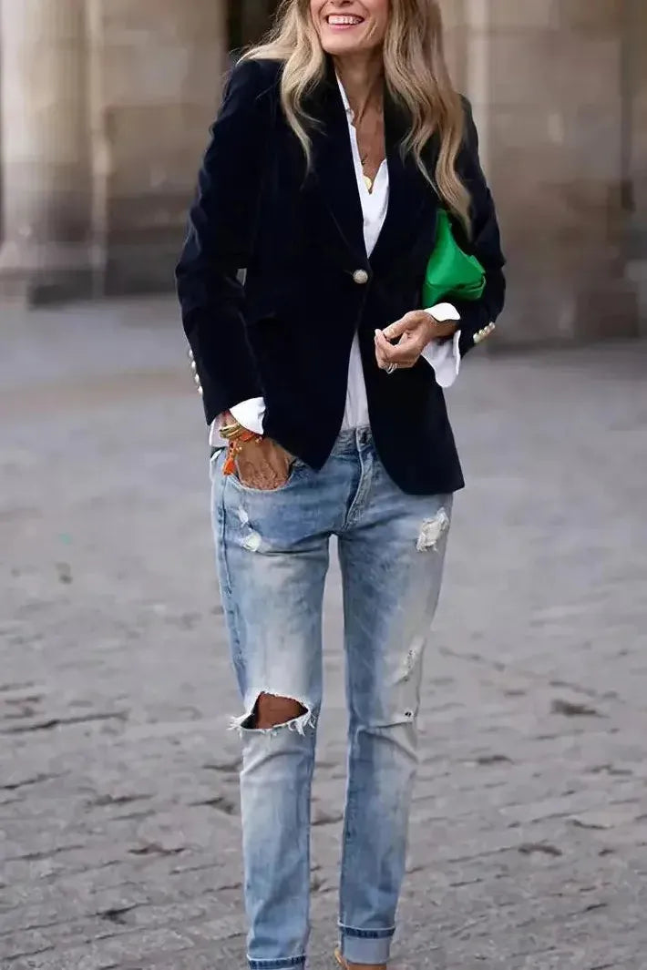 Blauer Freizeit Blazer für Damen, modern & bequem, perfekt für jeden Tag.