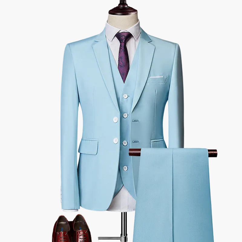 Eleganter Herren Business Anzug 3-teilig Slim Fit in Dunkelblau für Büro & Hochzeit.