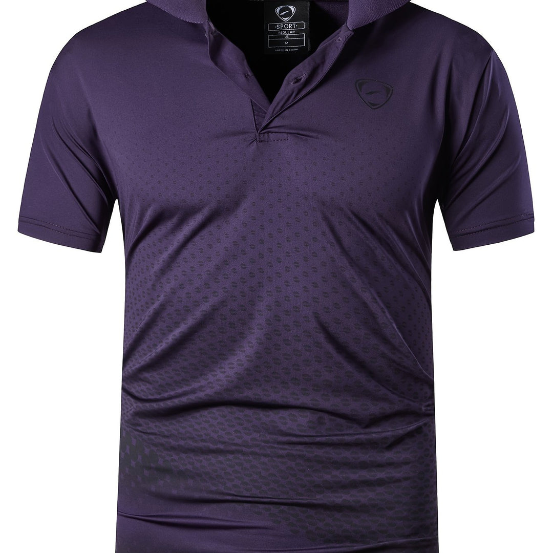 Herren Freizeit Polo mit markantem Grafikdesign, atmungsaktiv und stilvoll für Frühling/Sommer.