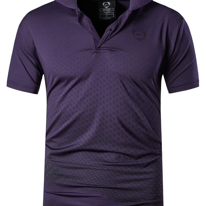 Herren Freizeit Polo mit markantem Grafikdesign, atmungsaktiv und stilvoll für Frühling/Sommer.