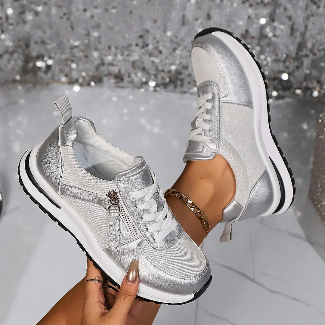 Bequemer Damen Turnschuh mit Reißverschluss für den Alltag; ideal als Freizeitschuh für höchsten Komfort.