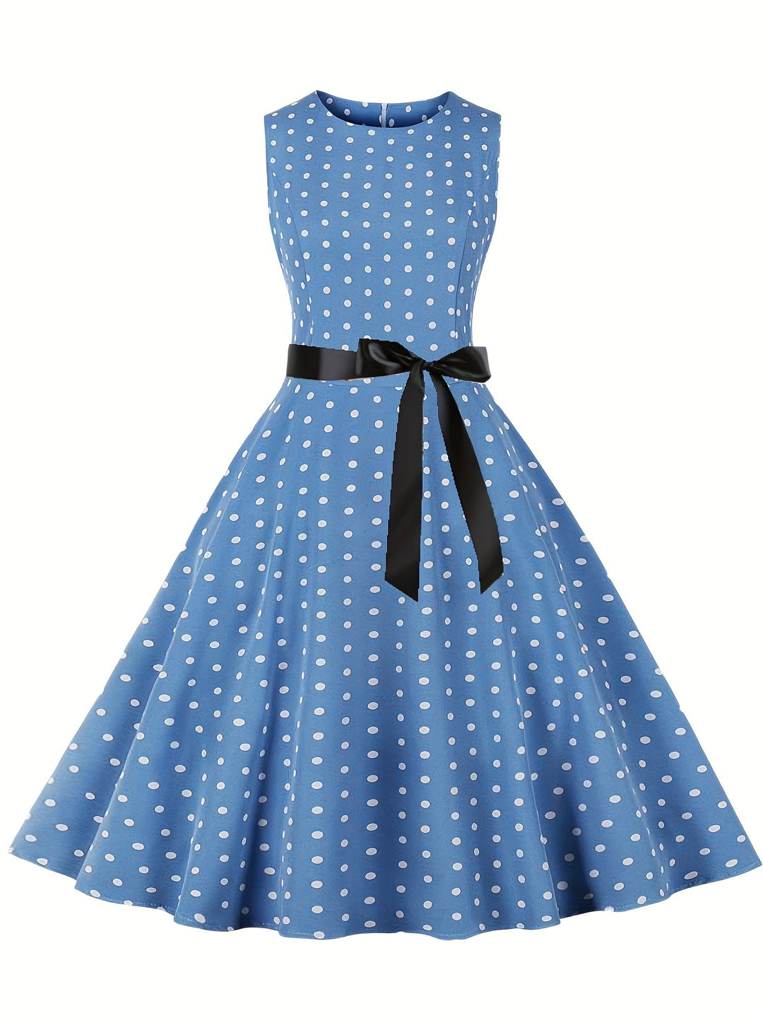 Stilvolles Vintage Polka Dot Damenkleid, Rockabilly Partykleid mit Retro Charme.