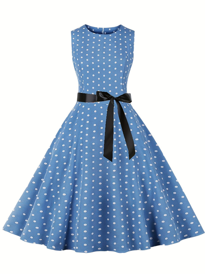 Stilvolles Vintage Polka Dot Damenkleid, Rockabilly Partykleid mit Retro Charme.