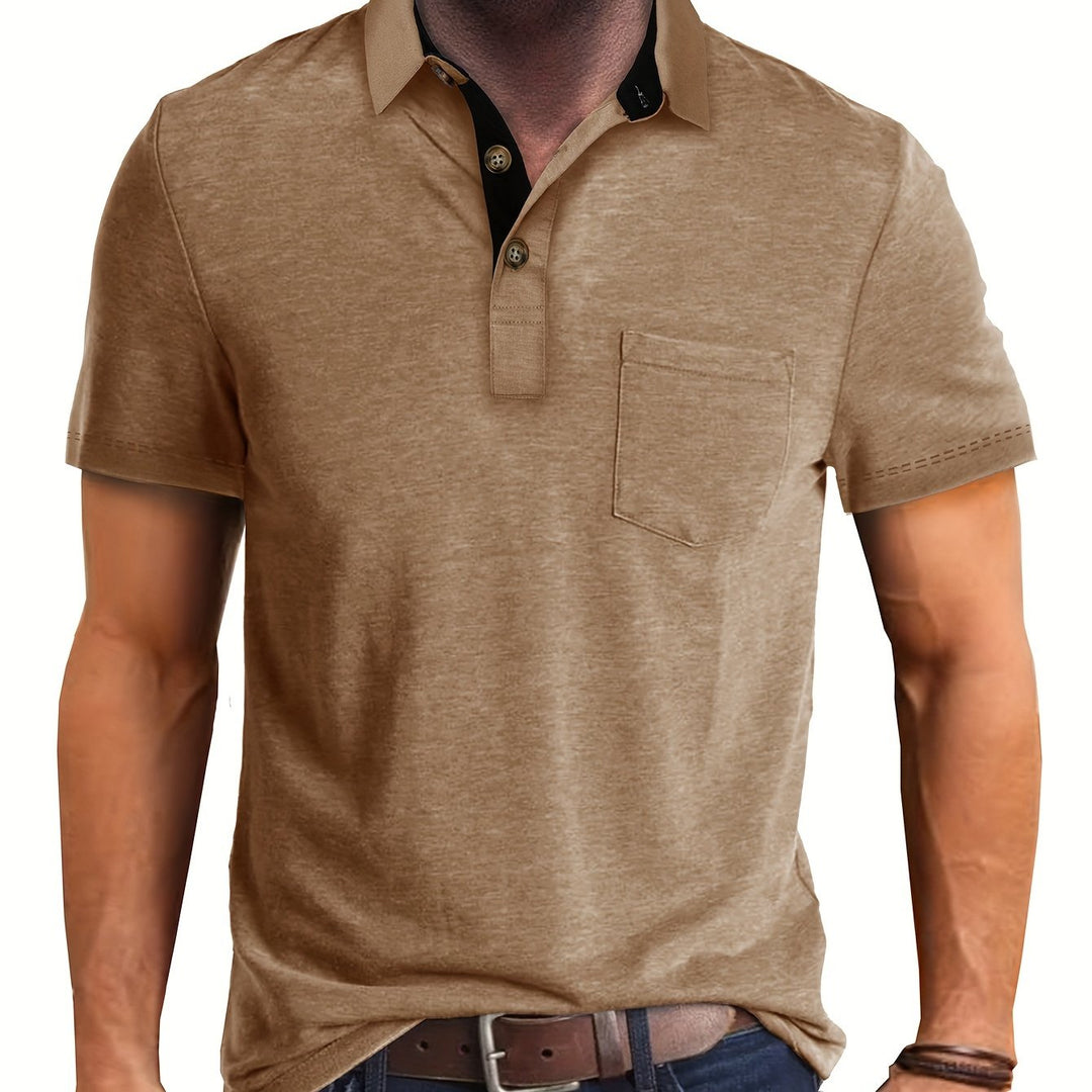 Modernes, vielseitiges Herren Poloshirt. Kurzarm-Design mit Brusttasche für Frühling & Sommer. Business Casual.