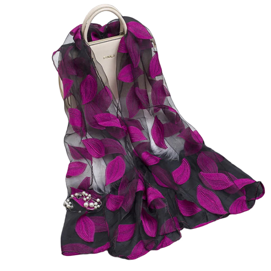 Vielseitiger Modeschal für Frauen mit zartem Blumen-Design & dekorativen Cut-Outs.