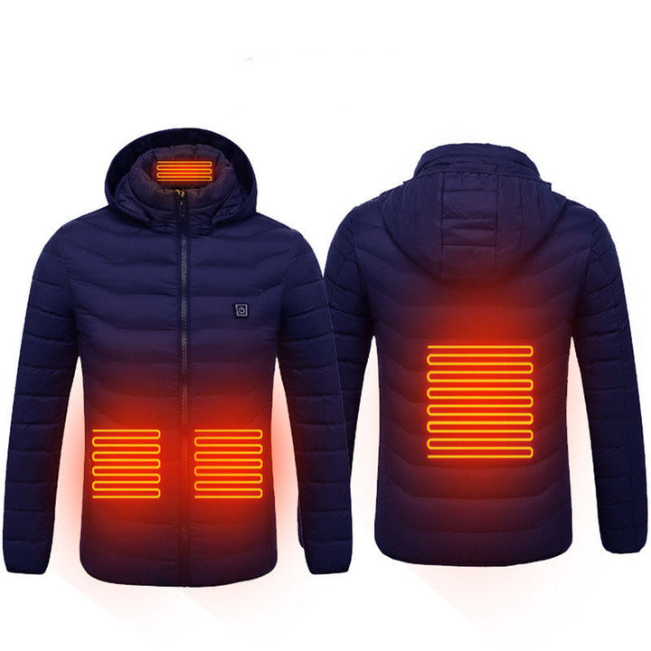 Beheizbare Outdoorjacke für Herren. Warme Winterjacke mit Kapuze, schützt zuverlässig vor Kälte.