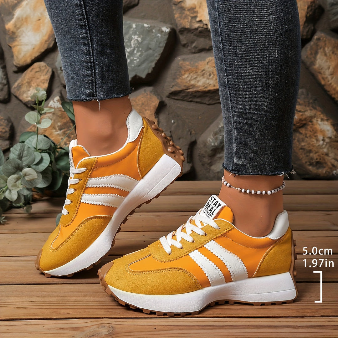 Frühling & Sommer Damen Sneaker: Retro-Look mit Streifen, bequeme Alltagsschuhe.