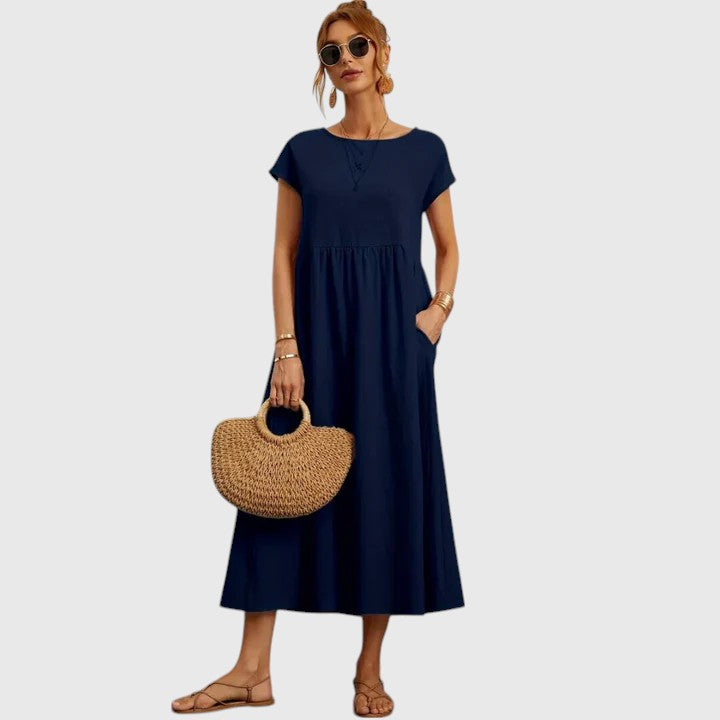 Damen Midikleid mit lockerem Schnitt für entspannten Sommer-Chic.