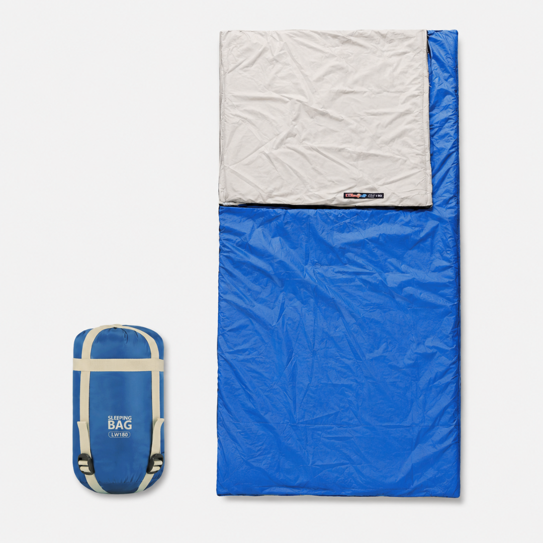 Detail des robusten Reißverschlusses am ultraleichten Umschlag-Schlafsack für Outdoor-Abenteuer.