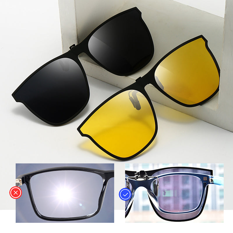 Schwarzer Unisex Sonnenbrillen-Clip, polarisiert, UV400 Schutz, passend für die meisten Brillen.