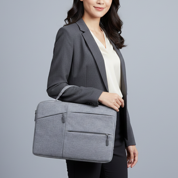 Wasserdichte Notebook-Tasche mit Zubehörtasche, gepolstert, perfekt für Büro & unterwegs.