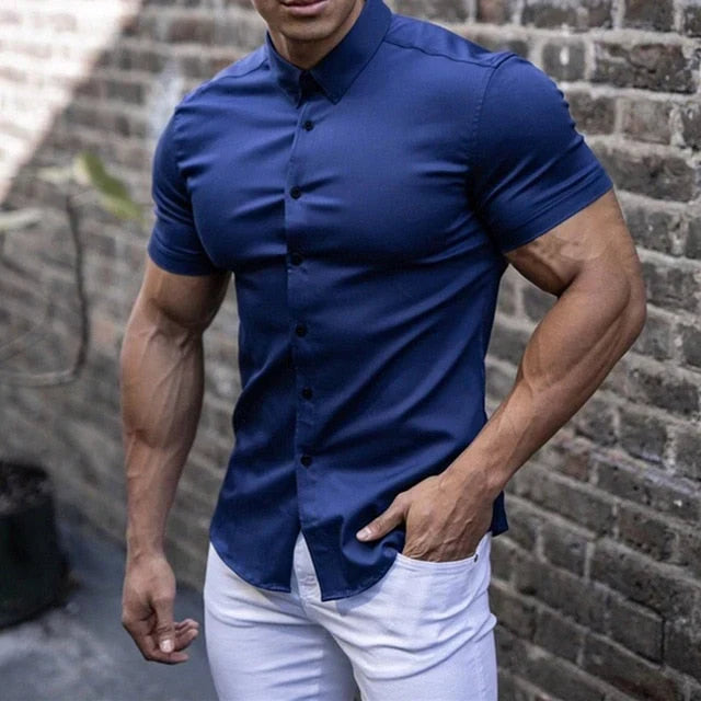 Herren Stretch Kurzarmhemd Luca, slim fit, elegant & modern für Büro und Freizeit.