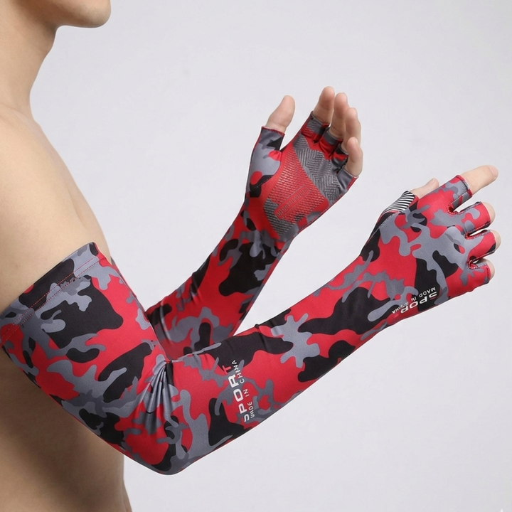 Robuste Armstulpen mit Sonnenschutz für Outdoor-Sportler, kühlend & mit praktischem Grip.