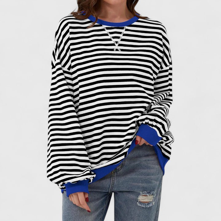 Bequemer Damen Strickpullover mit bunten Streifen; weich & perfekt für entspannte Tage.