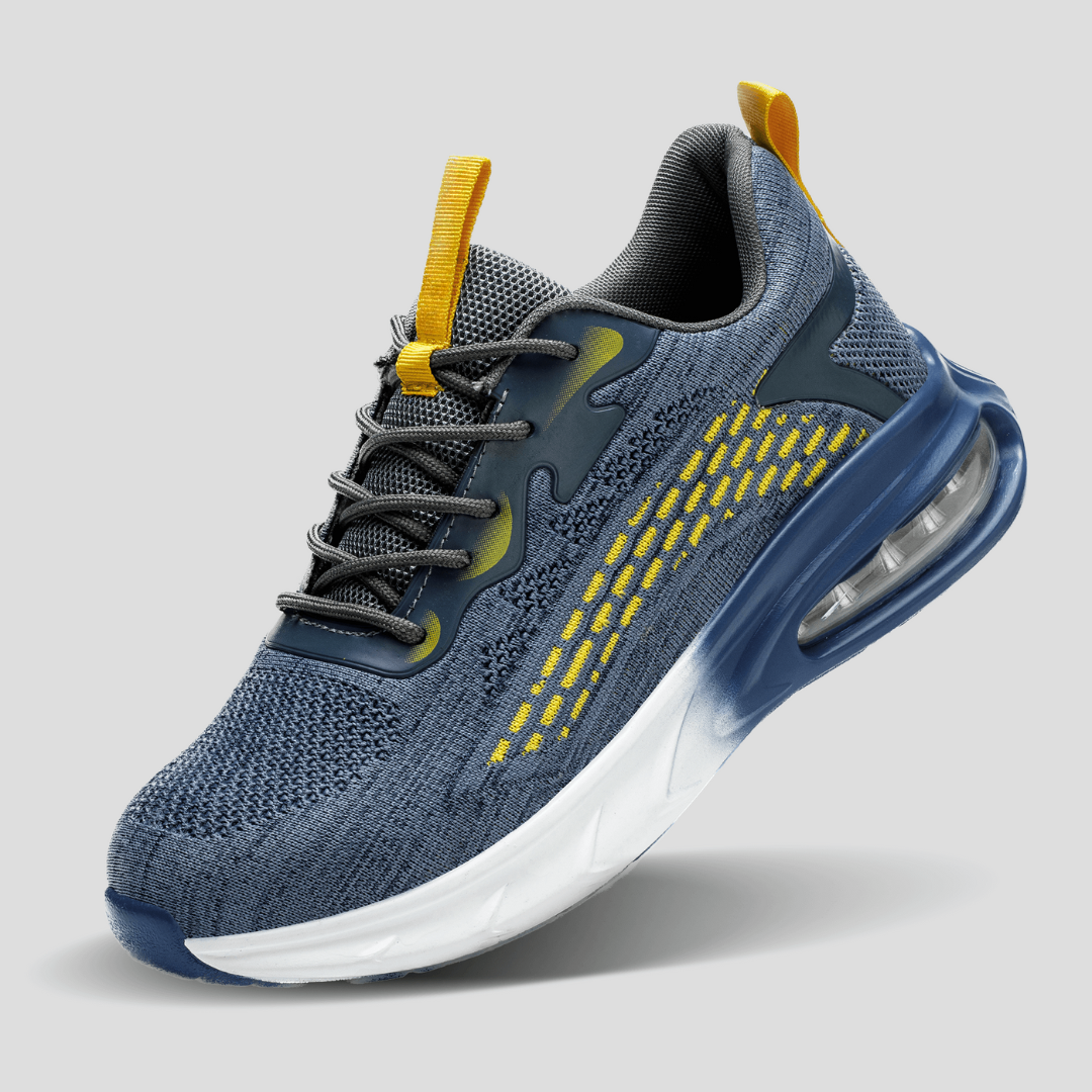 Robuster Zehenschutz der blauen, sportlichen Herren Sicherheitsschuhe – sicher & ultraleicht für Workwear.