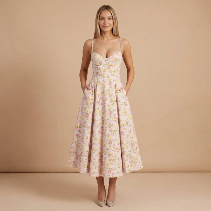 Vielseitiges A-Linien Midikleid für Damen. Ideal als Hochzeitsgast- oder Partykleid, stets elegant.