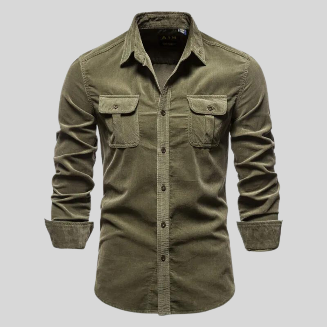 Herren Langarm Cordhemd, vielseitig & stilvoll, perfekt für Business Casual & Freizeitmode.