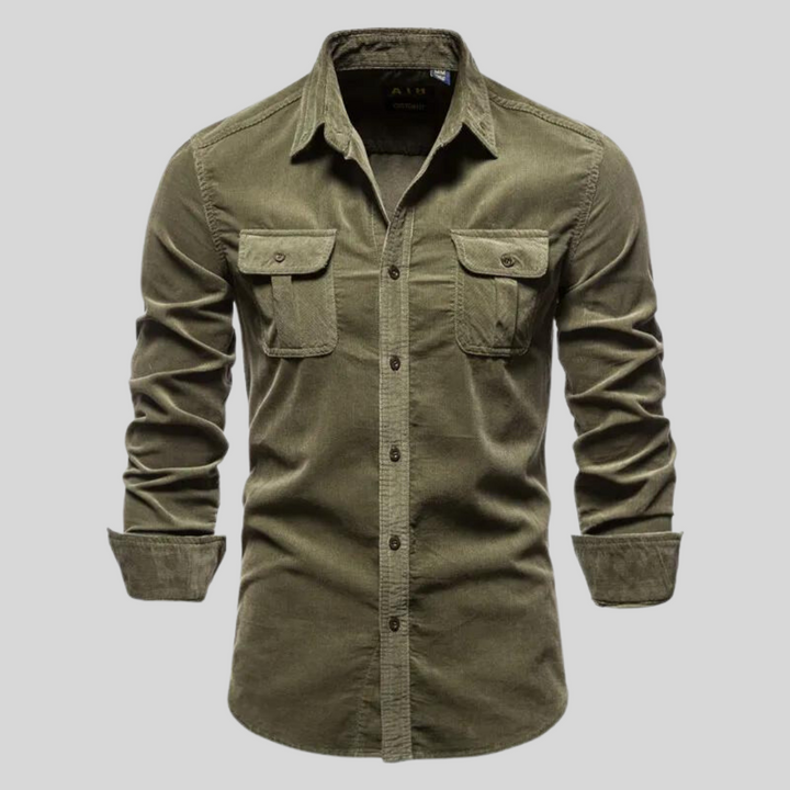 Herren Langarm Cordhemd, vielseitig & stilvoll, perfekt für Business Casual & Freizeitmode.