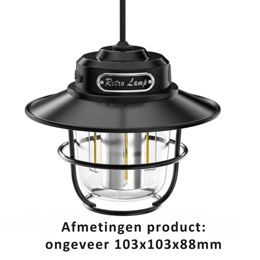 Multifunktionale Vintage LED Outdoor-Lampe mit USB-C, wasserdicht, ideal als Campinglampe & Außenbeleuchtung.